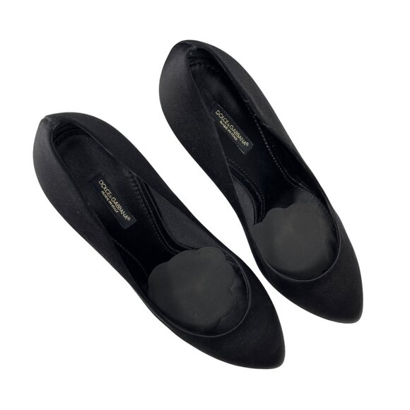 Dolce&Gabbana Black Satin Heel Size 37.5 Decollete Raso in Nero Platform - Picture 3 of 16